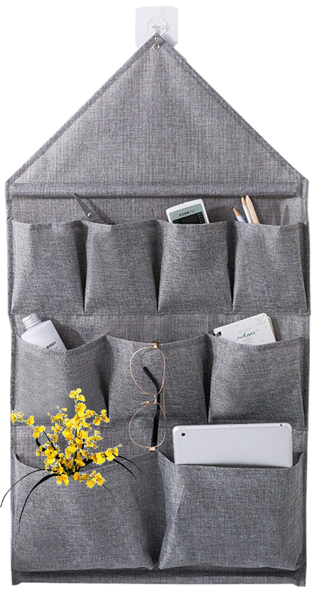 [Australia] - Over The Door Storage Pockets,Hanging Storage Bags Organizer Linen Cotton Fabric Wall Door Closet 9 Pockets Home Organizer for Bedroom & Bathroom by AARainbow (Gray, 9 pocket) Gray 