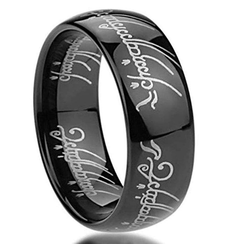 [Australia] - BOMSI The One Ring Lord The Rings Style Tungsten Ring Gold Color Lord Rings Laser Etched Black 6 