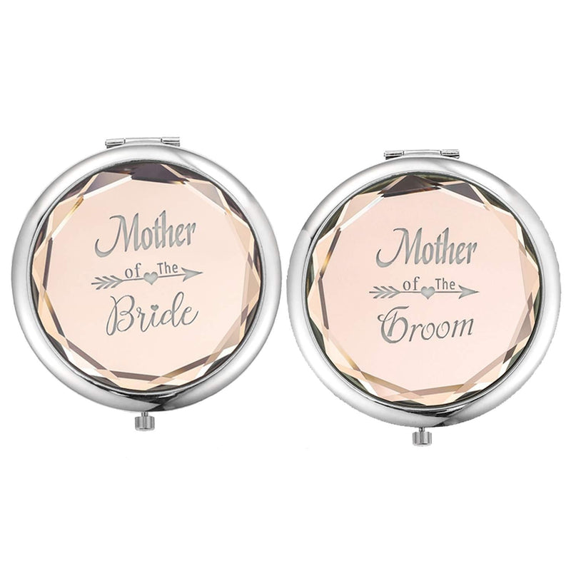 [Australia] - SFHMTL Pack of 2 Mother of The Bride and Mother of The Groom Compact Makeup Mirrors Set Wedding Proposal Gifts (Champagne) Champagne 