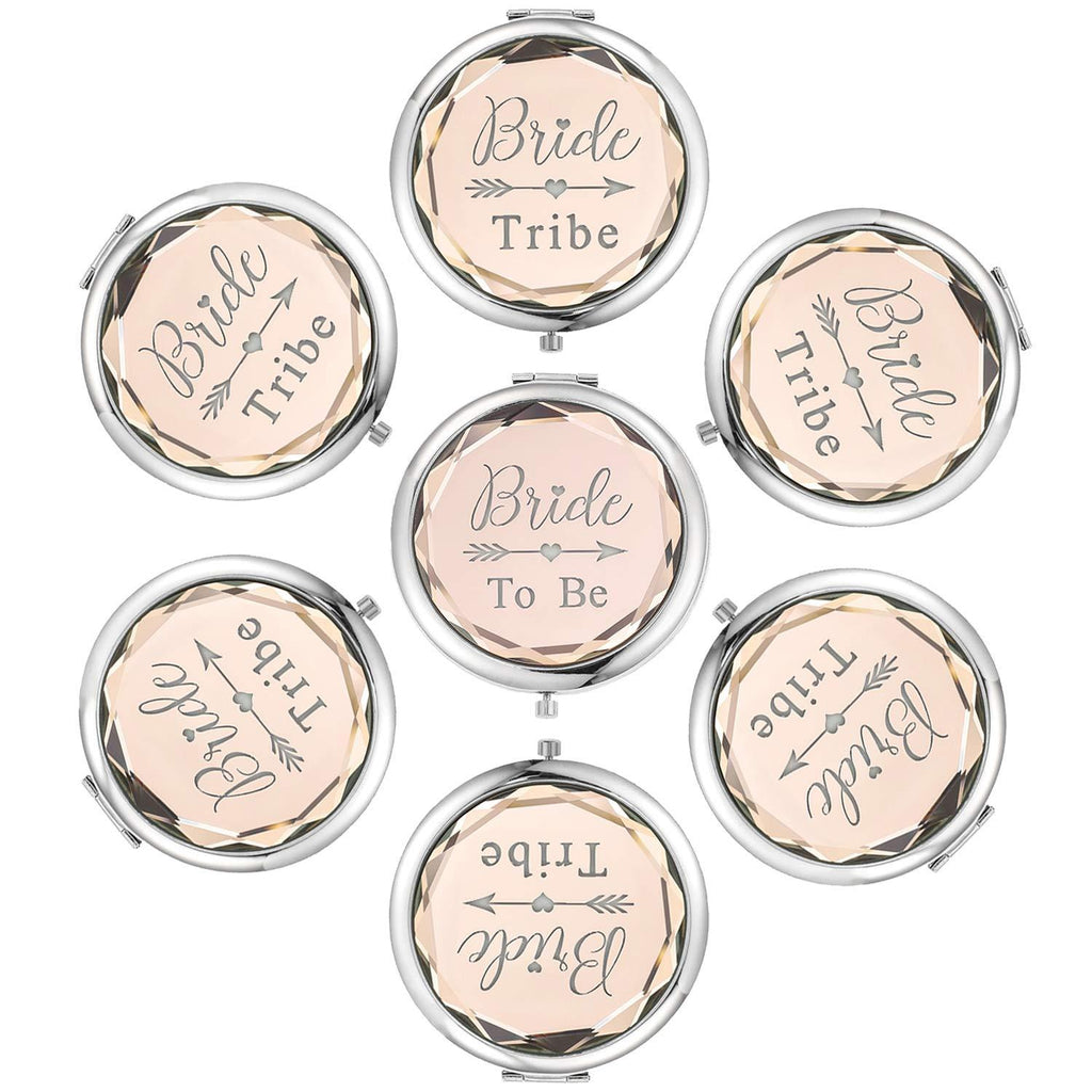 [Australia] - SFHMTL Pack of 7 Compact Pocket Makeup Mirrors Set Include 1 Bride to Be Mirror and 6 Bride Tribe Mirrors Bachelorette Party Bridesmaid Proposal Gifts(Champagne) Champagne 