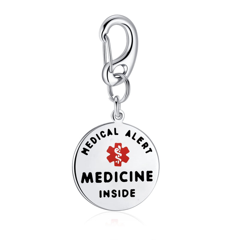[Australia] - Divoti 1.25" Double-Sided Medicine Inside Bag Tag -Cable Loop/Quick Clip/Zipper Pull Entirely Surgical Stainless Steel w/ Hard Enamel 1.25" Quick Clip 