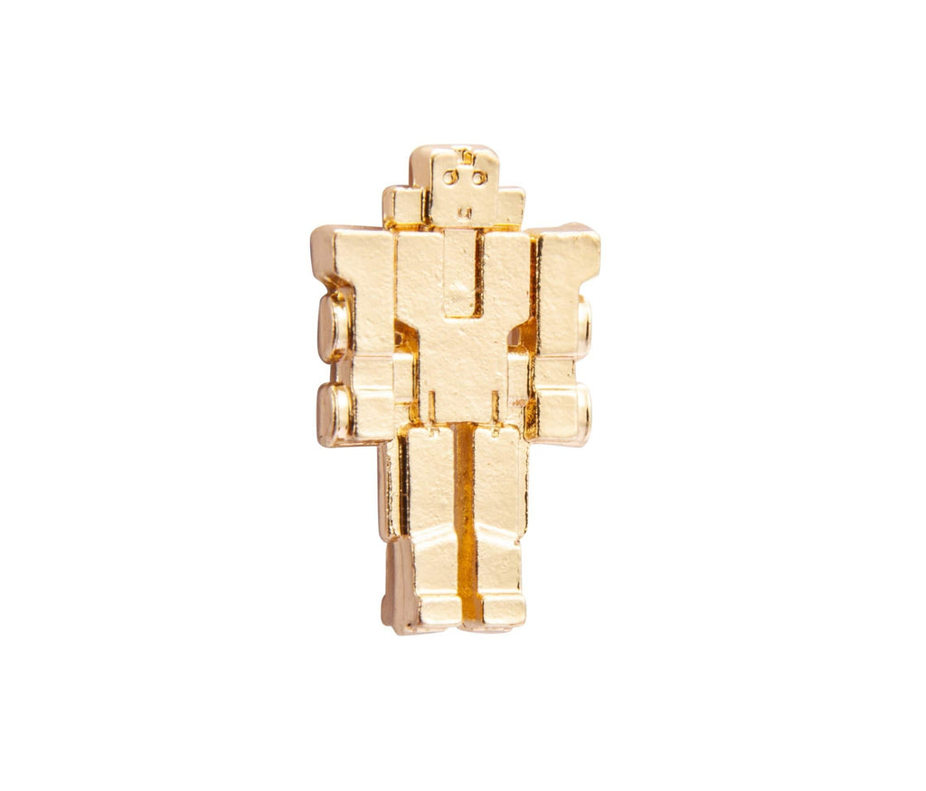 [Australia] - A N KINGPiiN Golden Retro Robot Lapel Pin Badge Gift Party Shirt Collar,Costume Pin Accessories for Men Brooch 