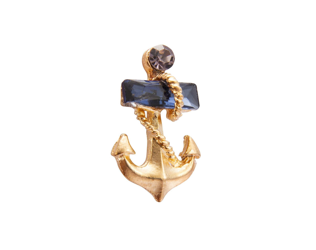 [Australia] - A N KINGPiiN Anchor with Stone Detailing Lapel Pin Badge Gift Party Shirt Collar,Costume Pin Accessories for Men Brooch 