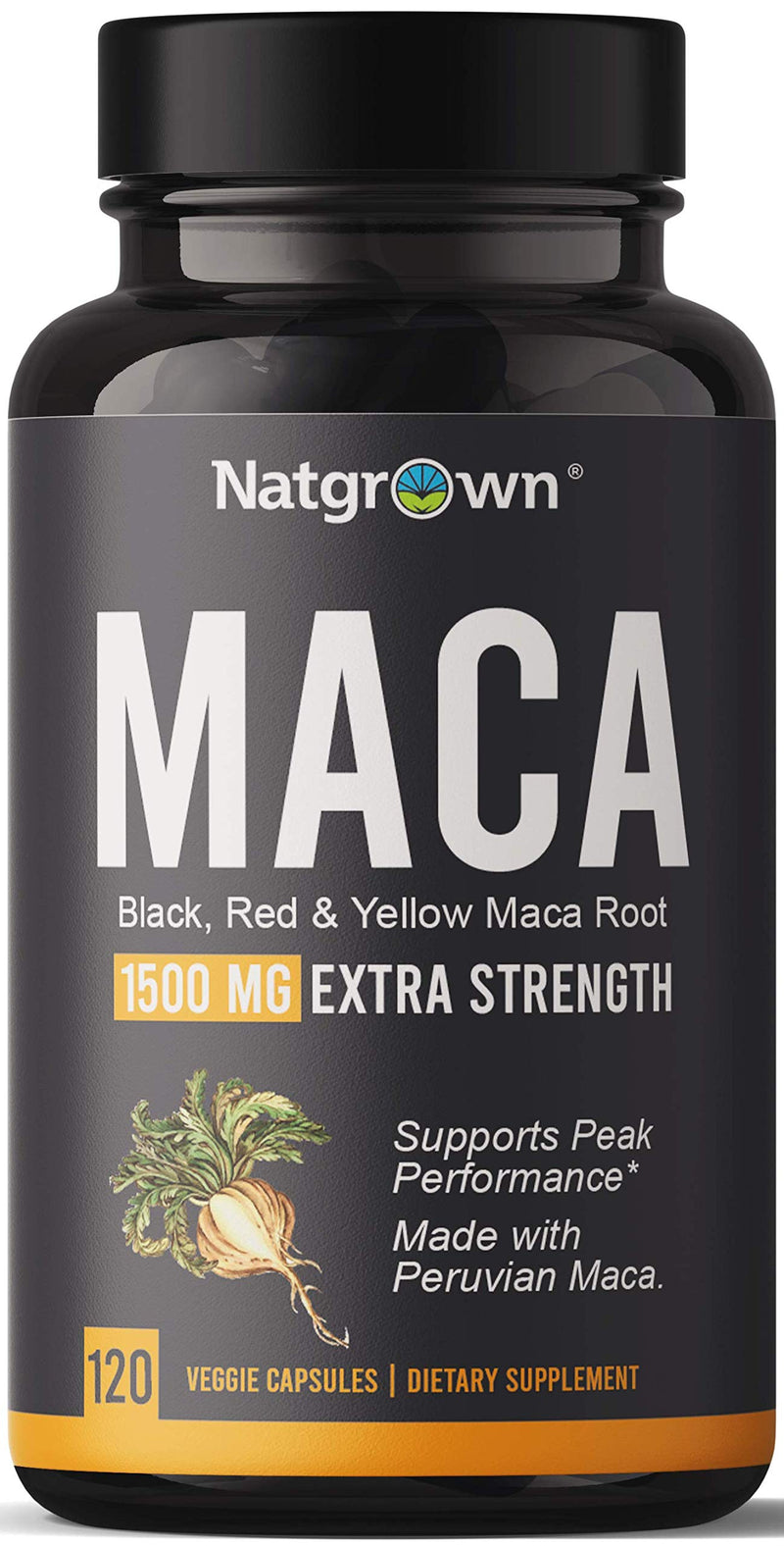 [Australia] - Organic Maca Root Powder Capsules 1500 mg with Black + Red + Yellow Peruvian Maca Root Extract Supplement for Men and Women - Vegan Pills 