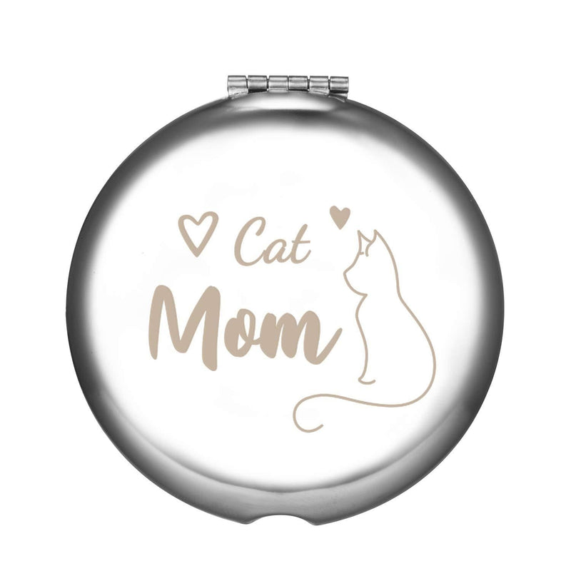 [Australia] - Custom Engraved Cat Mom Compact Mirror for Purse,Small Pocket Mirror for Travel,Personalized Birthday for Women Girls Mom 