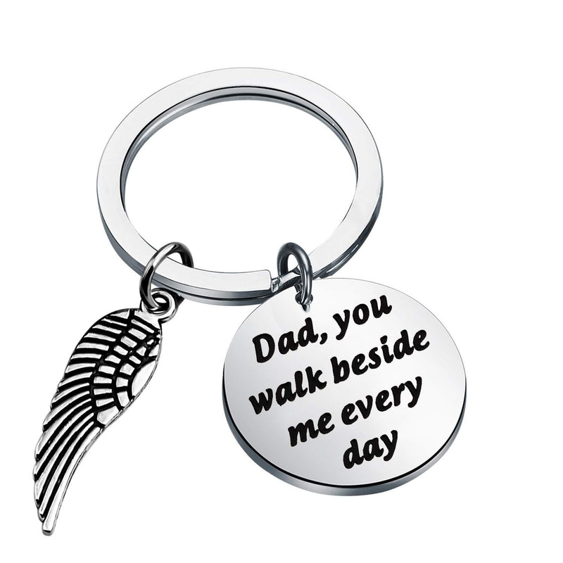 [Australia] - Gzrlyf Dad You Walk Beside Me Every Day Keychain Memorial Gifts for Loss of Father Mother Remembrance Gifts Dad Memorial 