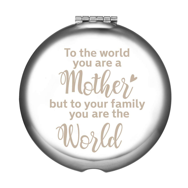 [Australia] - sedmart Gifts for Mom from Daughter and Son,Mothers Day Birthday for Mom Women,to The World You are A Mother But to Your Family You are The World Engraved Gift Compact Mirror for Purse To The World 2 