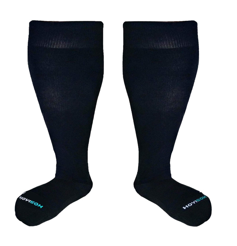 [Australia] - HOYISOX Plus Size Compression Socks 20-30 mmHg for Men and Women, Wide Calf Extra Large, Comfortable Cotton Black 5X-Large 