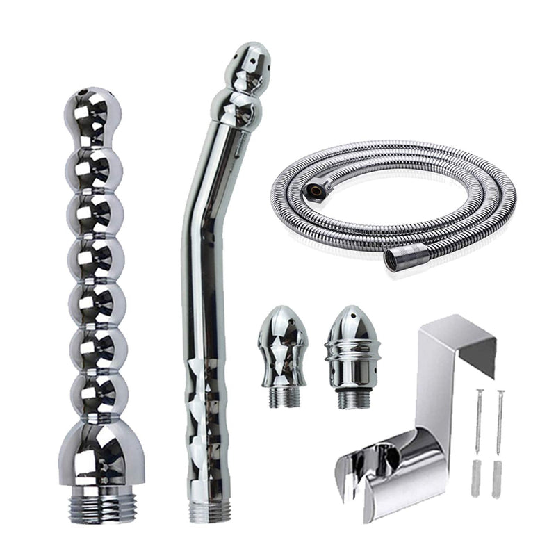 [Australia] - Metal Enema Handheld Shower, Shower Enema 3 Heads Nozzle System for Colonic Cleanse Kit - with 150CM Hose and Water Tank Hook (2 Style) 