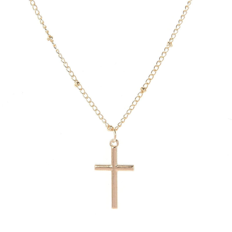 [Australia] - Religious Jewelry Believe of God Tiny Simple Cross Necklaces Birthday Gifts for Women Girl Golden-1 