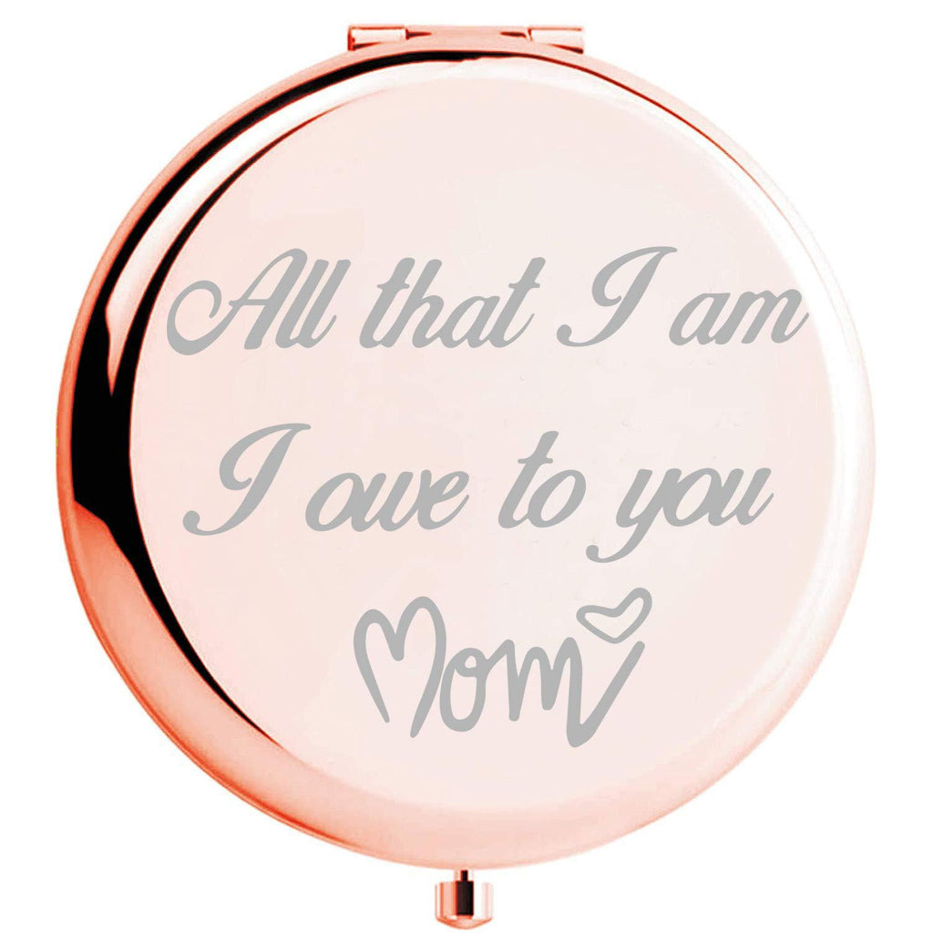 [Australia] - Fnbgl Mother of Bride Gifts from Daughter All That I Am, I Owe to You Mom Engraved Compact Travel Mirrors Mom Gifts from Son, Mother Gifts from Daughter Unique Mothers Day Present Idea for Her 