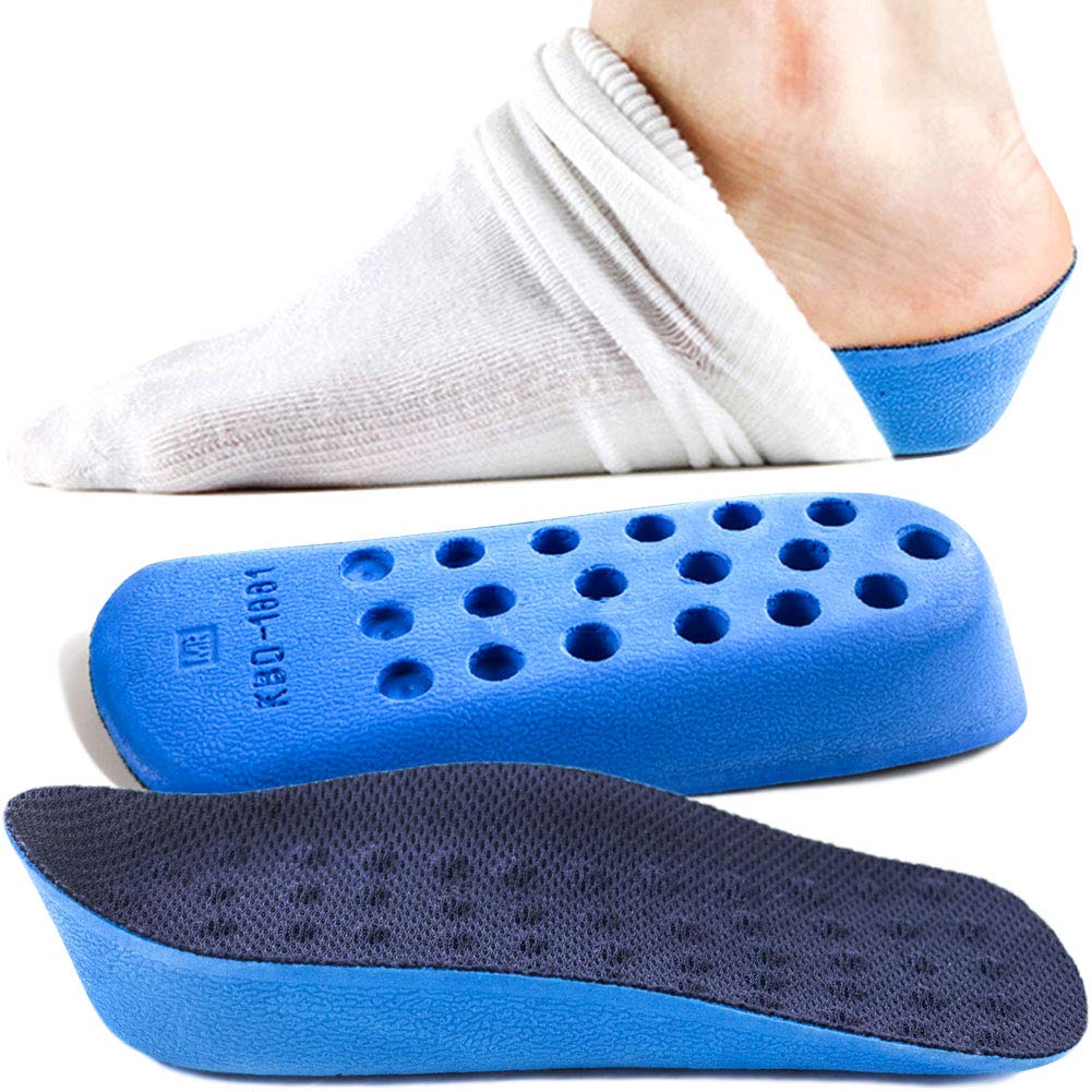 [Australia] - Ailaka Height Increase Insoles (Can be Worn in Socks), Arch Support Half Inserts Shock Absorption Heel Lifts Cushion Pads for Men & Women (Large) Large Blue 