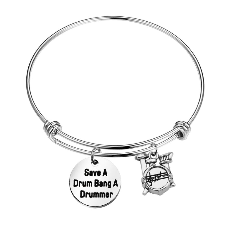 [Australia] - ENSIANTH Funny Drummer Gift Save A Drum Bang A Drummer Keychain Drum Kit Gifts Musician Keychain Percussion Jewelry Drum bracelet 