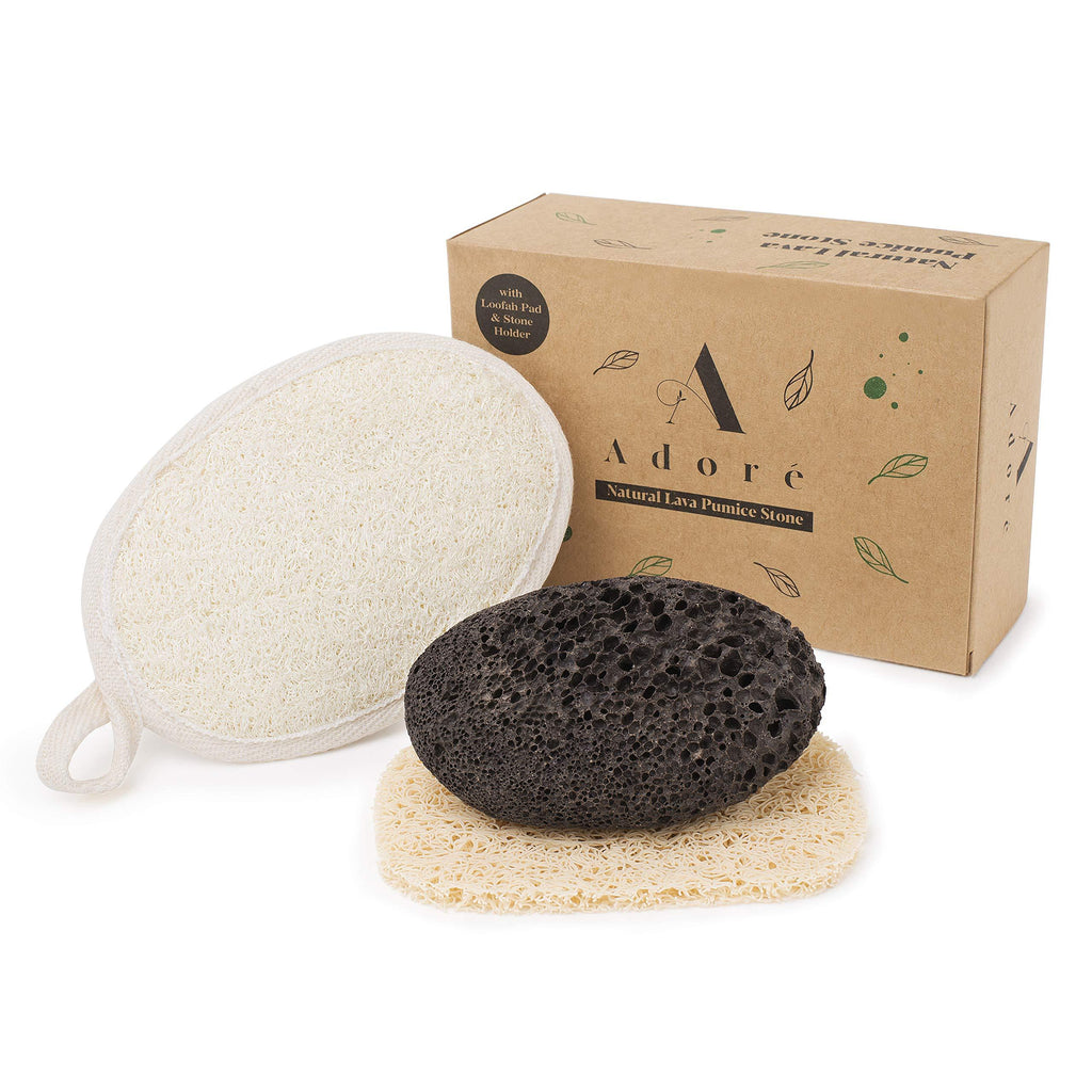 [Australia] - Eco-Friendly Lava Pumice Stone for feet - Callus Remover for feet and hands - Natural Foot Scrubber for Exfoliation to Remove Dead Skin – Pedicure Foot Care Gift Set with Organic Loofah Pad & Tray 