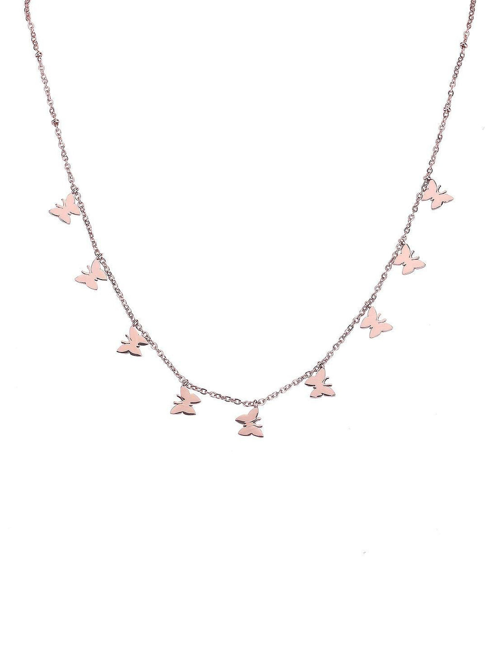 [Australia] - Rose Gold Butterfly Necklace - Butterfly Choker Necklace Plated in 18k Gold Perfect for Women,Girls - Dainty Charm Silver Stainless Steel Chain Butterfly Pendant Necklace Rosegold-butterfly choker 