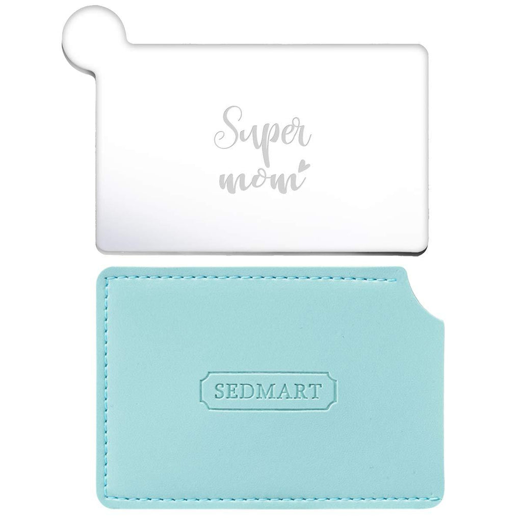 [Australia] - Super Women Engraved Hand Held Mirror, Women Gifts for Mom Birthday Ideals,Portablt Stainless Steel Credit Card Size Mirror for Purse Wallet Super Mom 