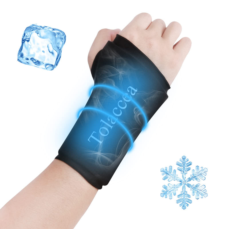 [Australia] - Tolaccea Wrist Ice Pack Wrap & Heating Pad Microwavable Hot & Cold Therapy Wrist Brace for Pain Relief of Carpal Tunnel, Rheumatoid Arthritis, Tendonitis, Sports Injuries, Swelling, Bruises & Sprains Black Medium(6.5''-8.5'') 