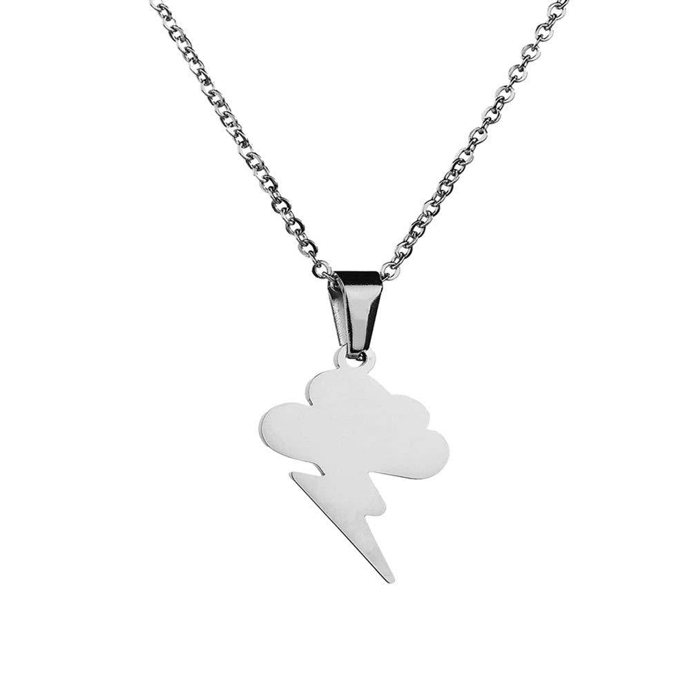 [Australia] - Houpotao Lightning Pendant Necklace Surgical Stainless Steel Hypoallergenic Cloud Weather Pendant Necklace for Boys Girls Silver 