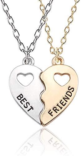 [Australia] - Silver/Gold Heart Shaped Pendant Best Friends Necklace For 2 - Stainless Steel - Gifts For Friends Female - Best Friend Necklaces - BFF Necklace For 2 - Best Friend Necklaces For 2 