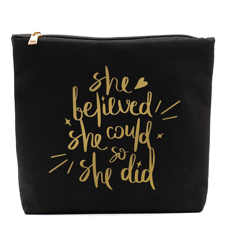 [Australia] - She Believed She Could So She Did-Inspirational Makeup Bag,Gift for Boss Lady Strong Female Gifts Ideas Woman Bosses Manager Boss Babe,Congratulations, Graduation, Promotion, Going Away, Job Change-BG 