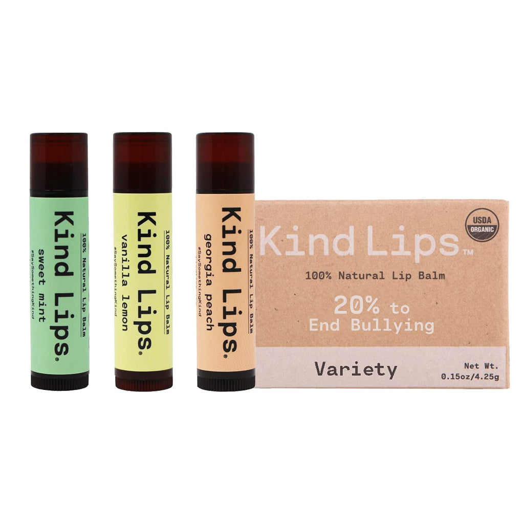 [Australia] - Kind Lips Organic Lip Balm Set | Variety Flavors 3-Pack | Certified Organic Coconut Oil, Jojoba, Beeswax | Gluten Free, Cruelty Free | 100% Soothing Natural Ingredients 3 Pack 