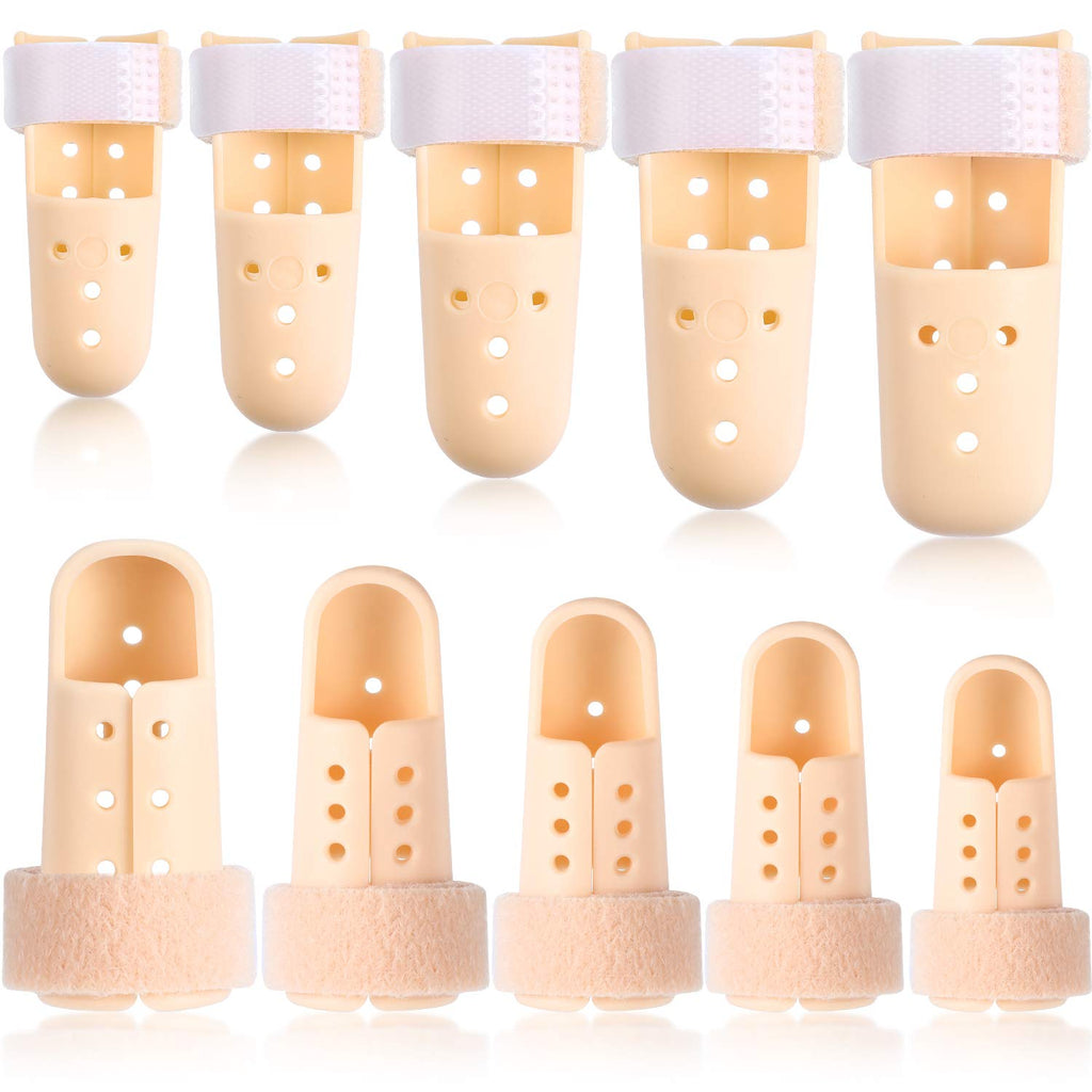 [Australia] - 10 Pieces Finger Splint Mallet Finger Support Finger Splint Brace Plastic Finger Support Protector for Adjustable Finger Immobilizer for Basketball Finger Joint Protection, 5 Sizes 