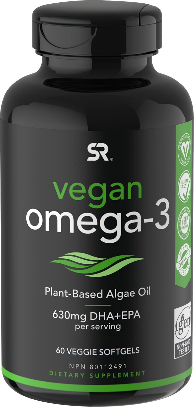 [Australia] - Vegan Omega-3 Fish Oil Alternative Sourced from Algae Oil | Highest Levels of Vegan DHA & EPA Fatty Acids | Non-GMO Verified & Vegan Certified - 60 Veggie Softgels (Carrageenan Free) Vegan Omega-3 