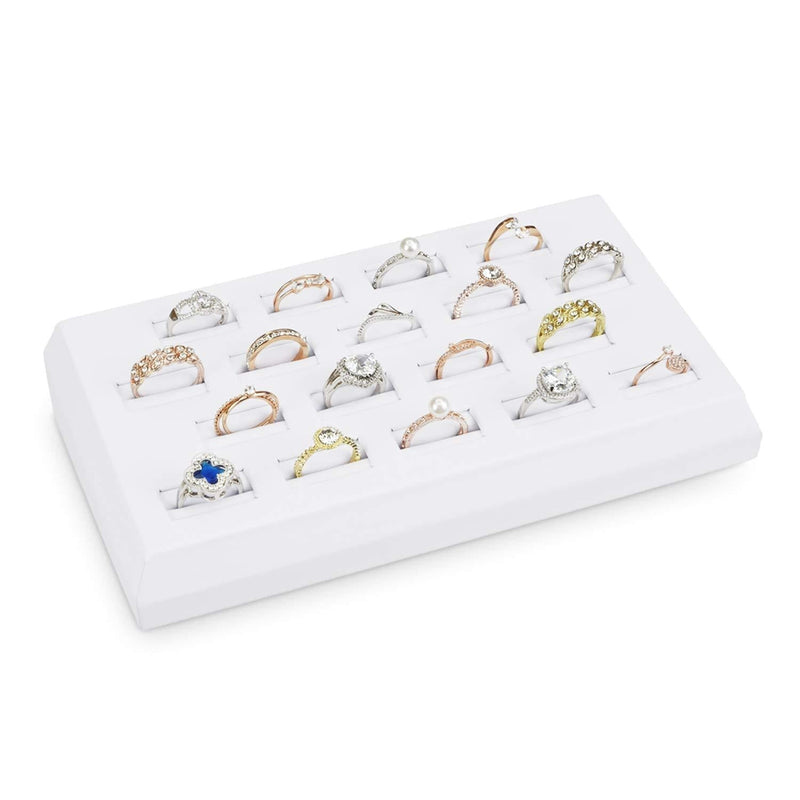 [Australia] - Mooca Premium White Leatherette 18 Slots Ring Tray Display, Slotted Ring Showcase Display Jewelry Organizer Stand, Jewelry Ring Holder for Showcase 