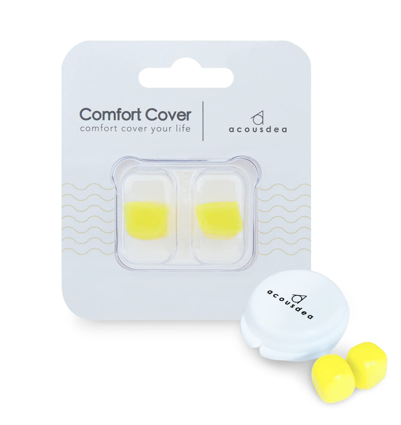 [Australia] - Ear Plugs for Sleeping, Acousdea Reusable Moldable Silicone Ear Plugs, Waterproof, Suitable for Snoring, Swimming, Working, Studying, Noise Cancelling up to 40 dBSPL, Yellow with Carry Case, 1 Pair Very Yellow 