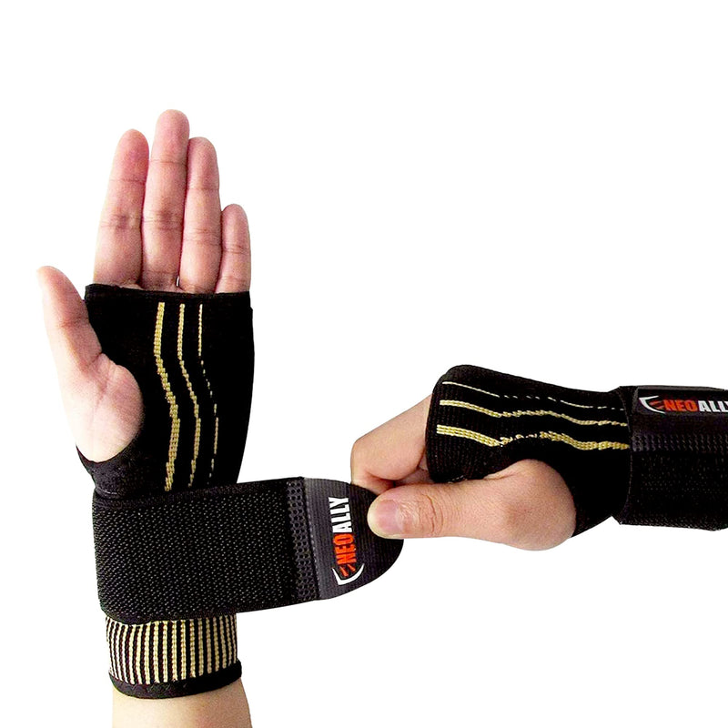 [Australia] - NeoAlly Copper Compression Wrist Sleeve for Carpal Tunnel Gloves with Adjustable Strap for Wrist Support in Carpal Tunnel, Arthritis, Tendonitis, Bursitis and Wrist Sprain (M Pair) Medium (1 Pair) 