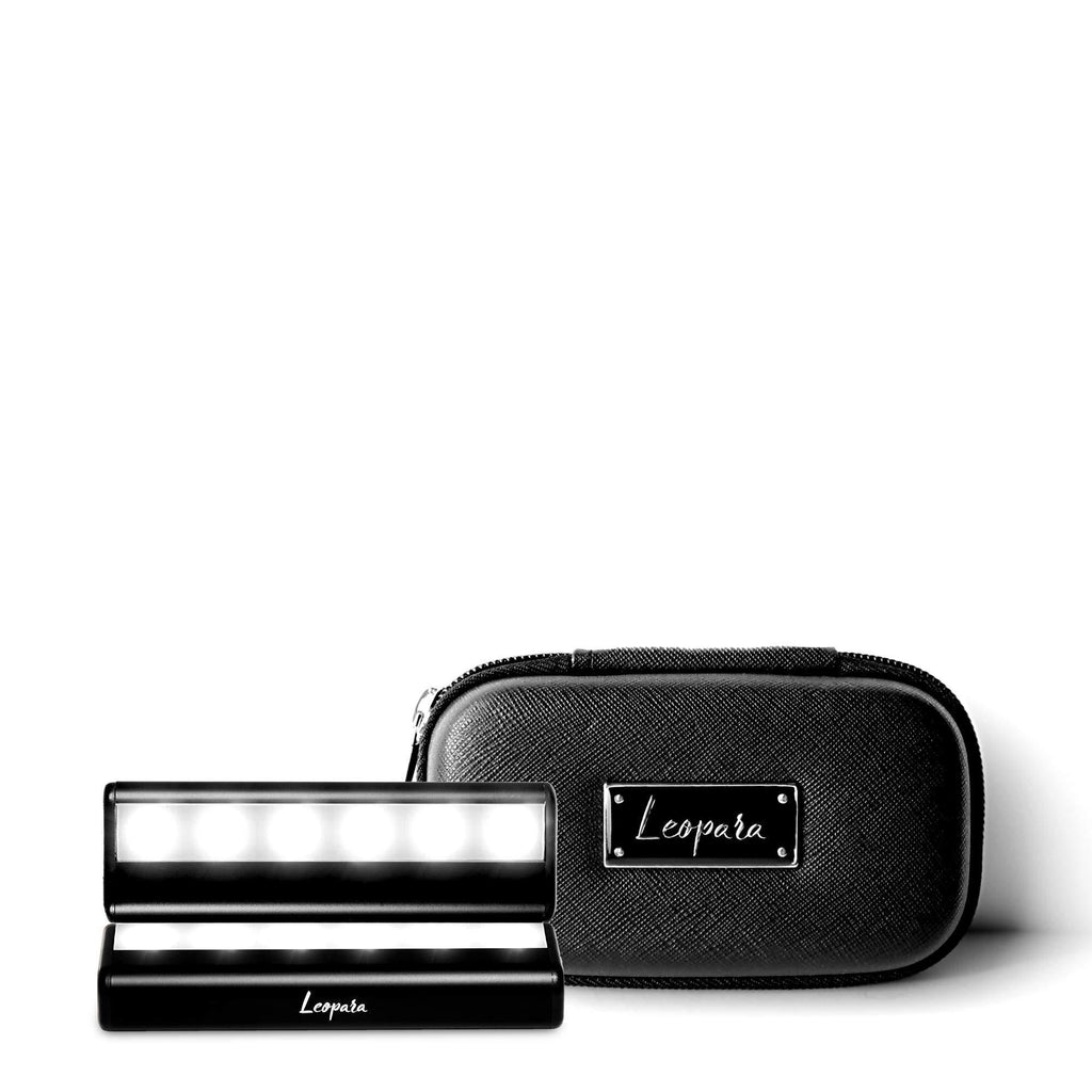 [Australia] - Leopara Duo Personal Lighting System Portable Mirror Lights – Rechargeable, Reusable Lighting for Any Mirror – Travel, Makeup, Shaving – 2 LED Light Strips -Jet Black Jet Black 