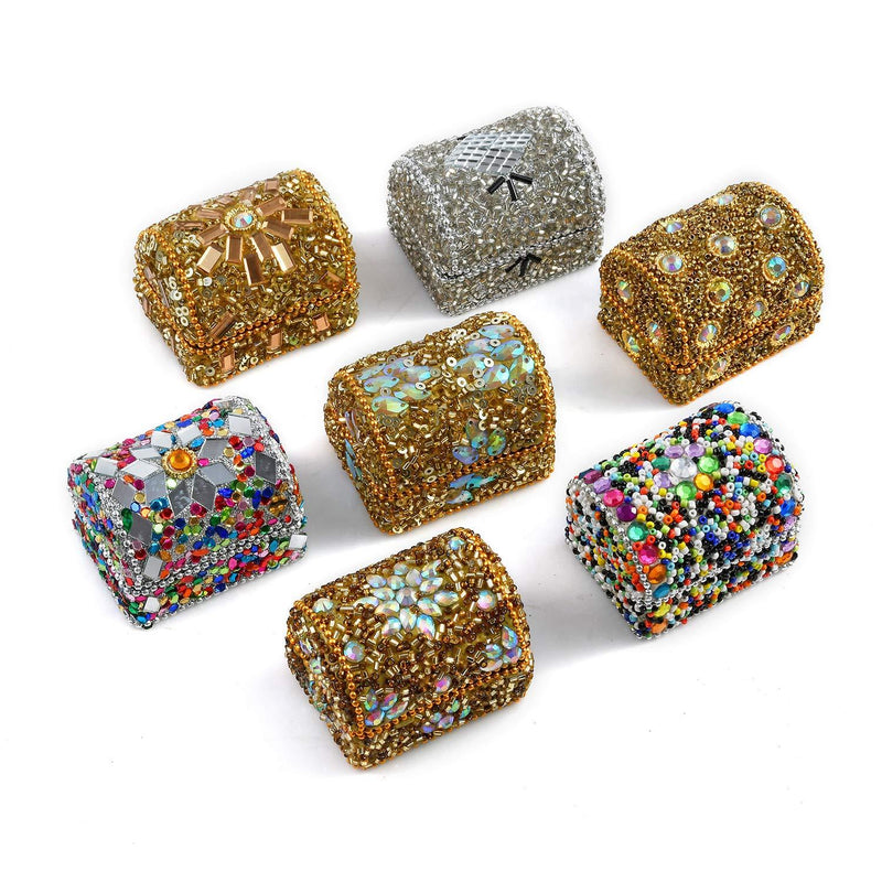 [Australia] - Shop LC Delivering Joy Mini Treasure Chests Trinket Boxes Handcrafted Set of 7 Jewelry Gifts Keepsake Storage Box Multicolor Multi Beaded Wooden Set of 7 Metallic, Multi Color Beaded Wooden-(2) 