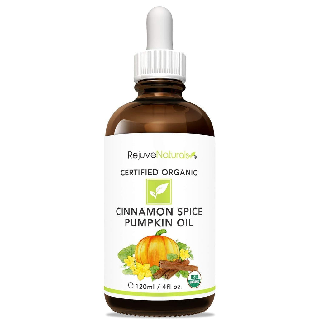 [Australia] - USDA Organic Cinnamon Spice Pumpkin Seed Oil (LARGE 4-OZ Bottle) Warm & Uplifting Full Body Massage Oil. Promote Scalp Health & the Growth of Thick, Lustrous Hair. Nourish and Hydrate Dry, Rough Skin. 