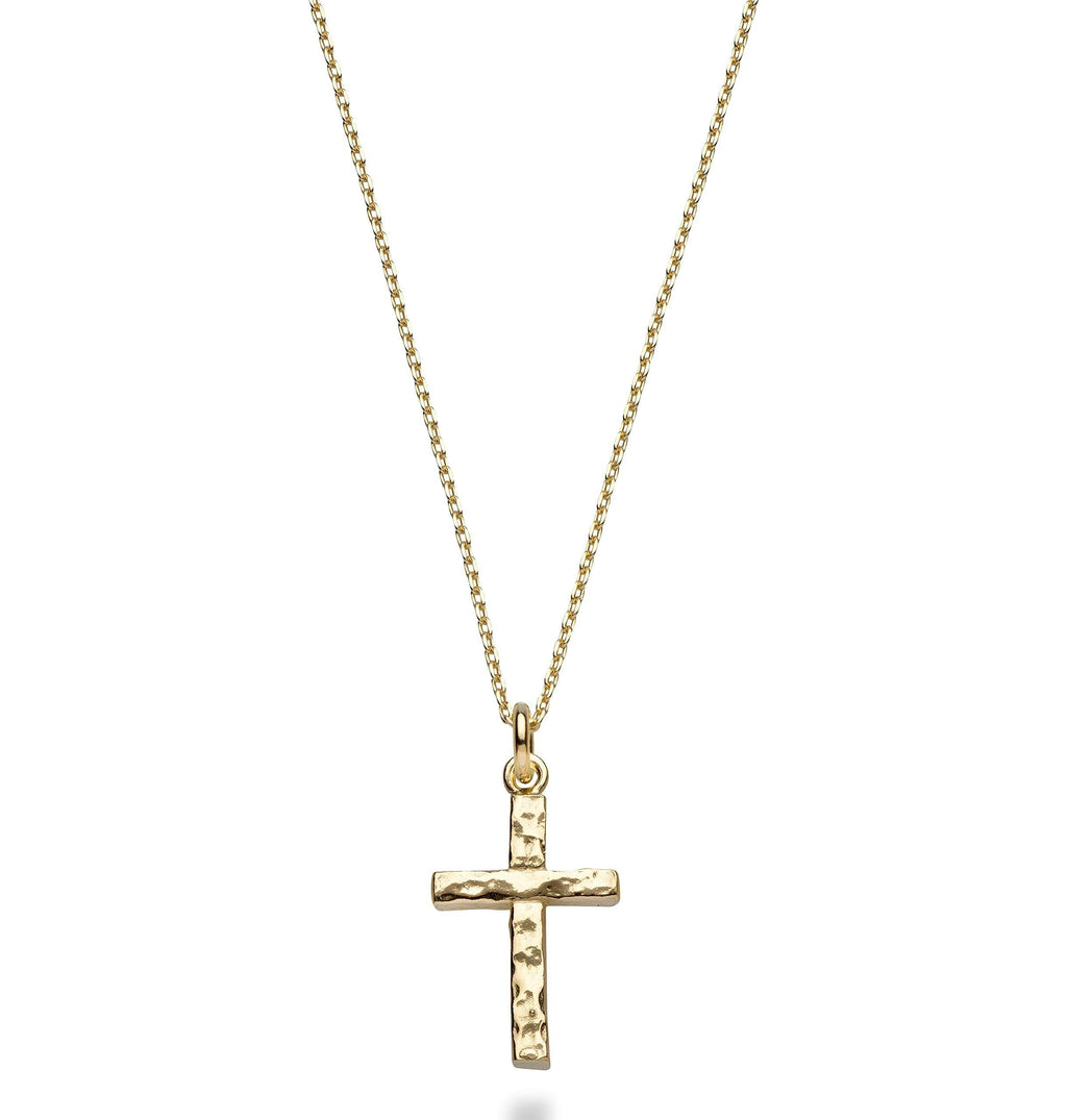 [Australia] - Miabella 925 Sterling Silver Italian Hammered Cross Pendant Necklace, 18 Inch Chain Made in Italy yellow-gold-plated-silver 