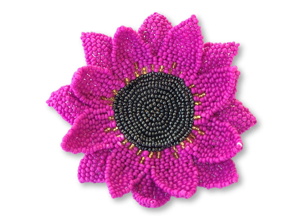 [Australia] - Mayan Arts Elegant Sunflower Pin, Gift for Her, Decorative Collectible Charms for Backpacks, Hats, and Clothes, Handmade Beaded Jewelry, Yellow, Pink, and Orange 3.75 Inches 