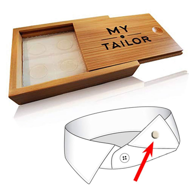 [Australia] - Collar Stay Stickers for Men & Women - Double Sided Fashion Tape - Shirt, Tie & Belt Anchor - Shirt Button Repair - With Magnetic Luxury Bamboo Storage Box (66 Pack) 