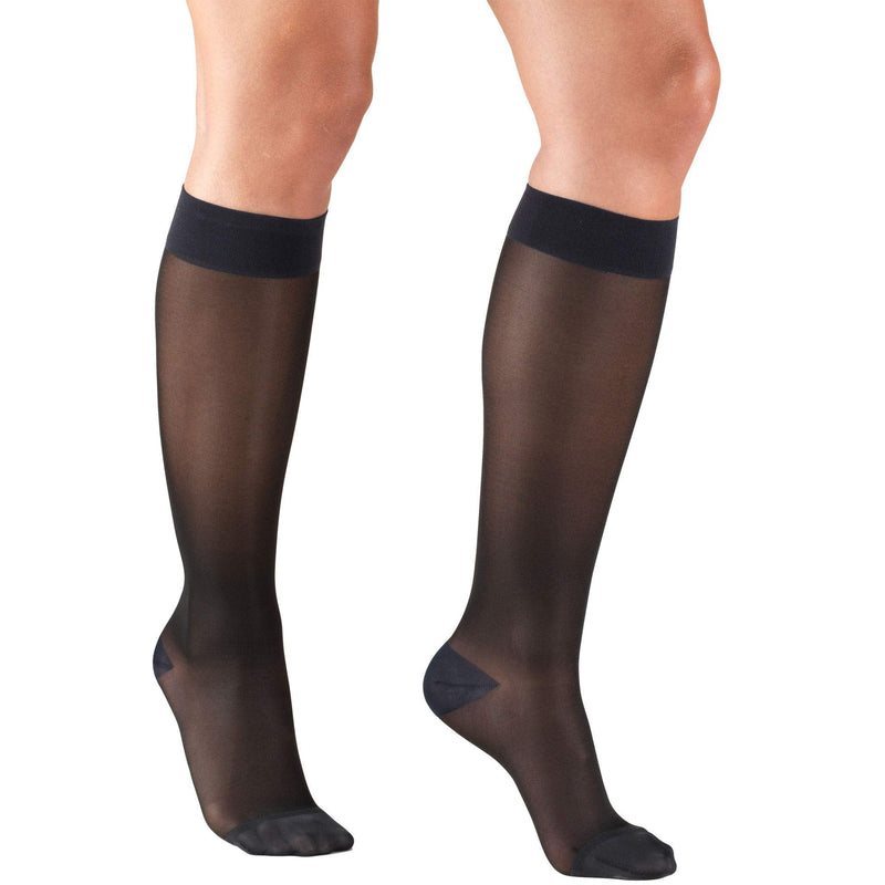 [Australia] - Truform Sheer Compression Stockings, 15-20 mmHg, Women's Knee High Length, 20 Denier, Charcoal, Large 