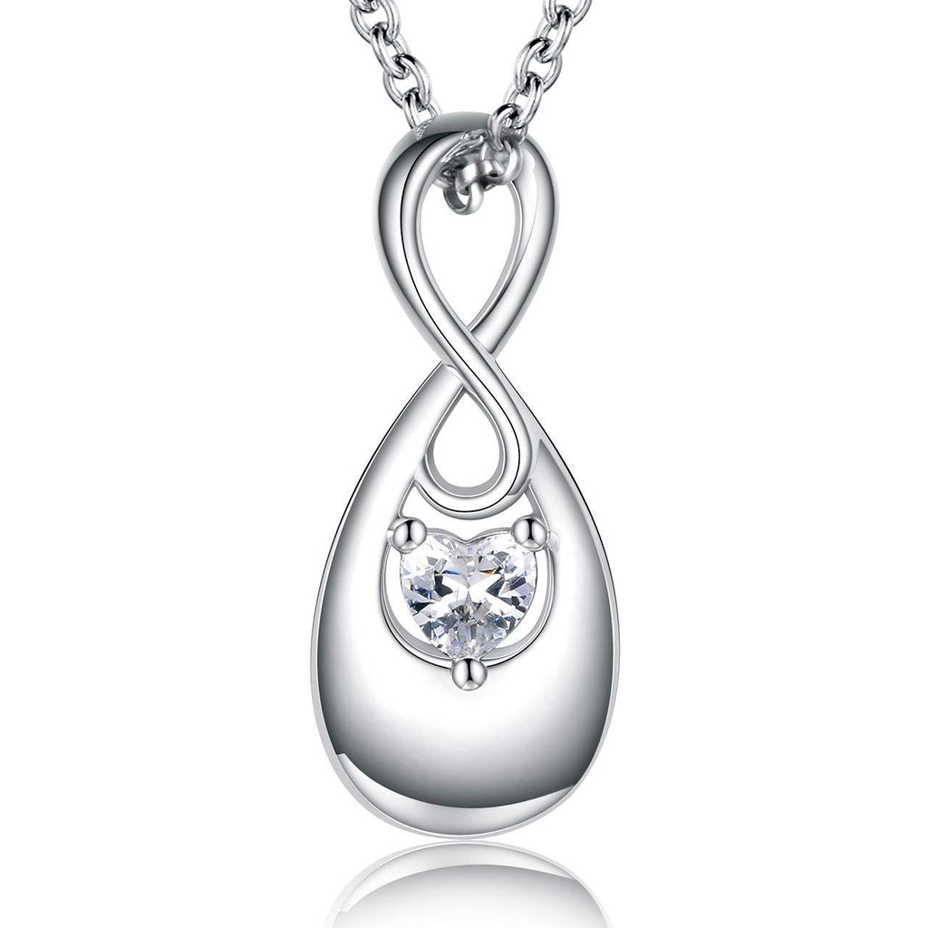 [Australia] - APOTIE Infinity Cremation Jewelry for Ashes 925 Sterling Silver CZ Heart Teardrop Pendant Keepsake Memorial Funeral Urn Women Necklace for Your Everlasting Memories 