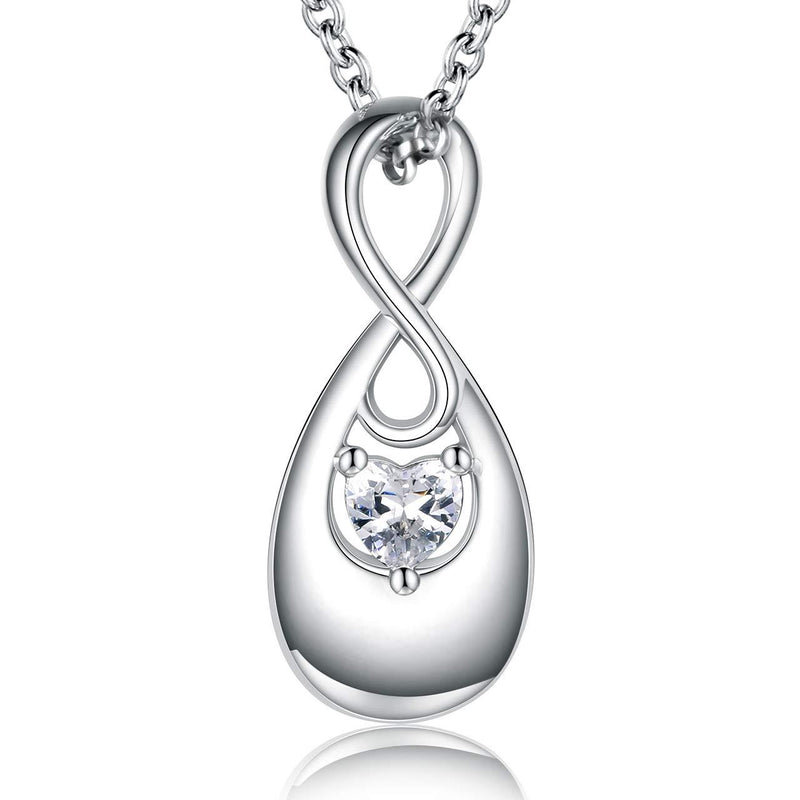 [Australia] - APOTIE Infinity Cremation Jewelry for Ashes 925 Sterling Silver CZ Heart Teardrop Pendant Keepsake Memorial Funeral Urn Women Necklace for Your Everlasting Memories 