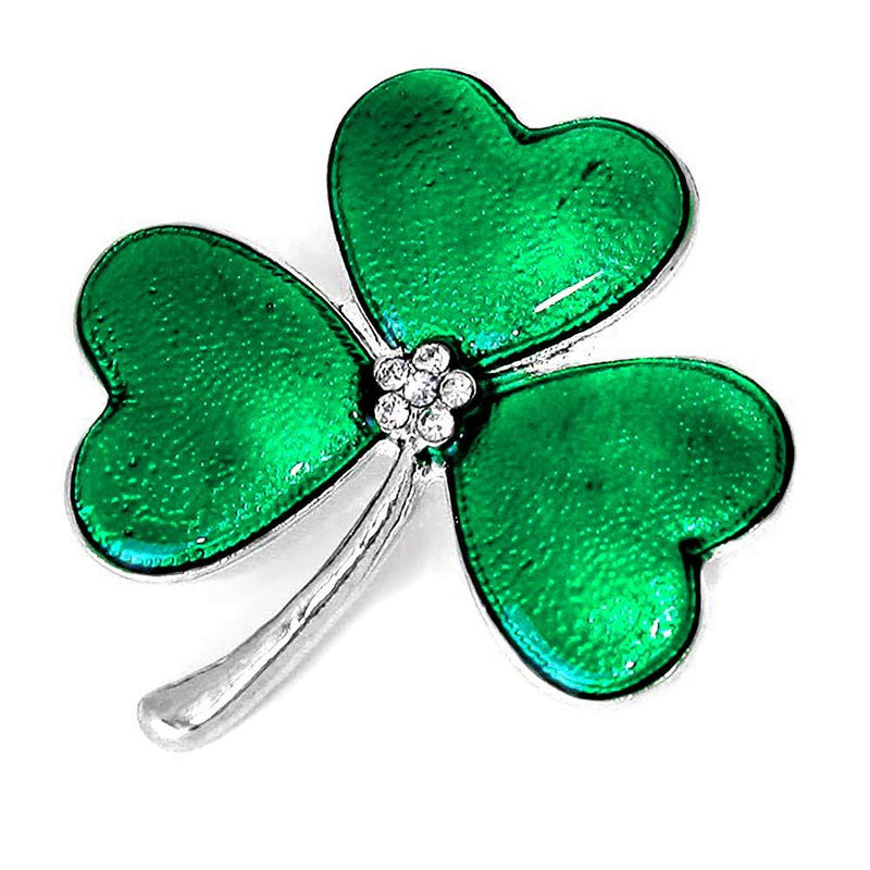 [Australia] - Joji Boutique Silver & Green Shamrock/Clover Pin 