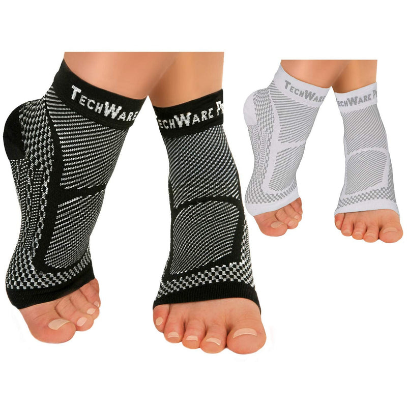[Australia] - TechWare Pro Compression Sock Sleeve 2 Pr Bundle Black & White S/M 