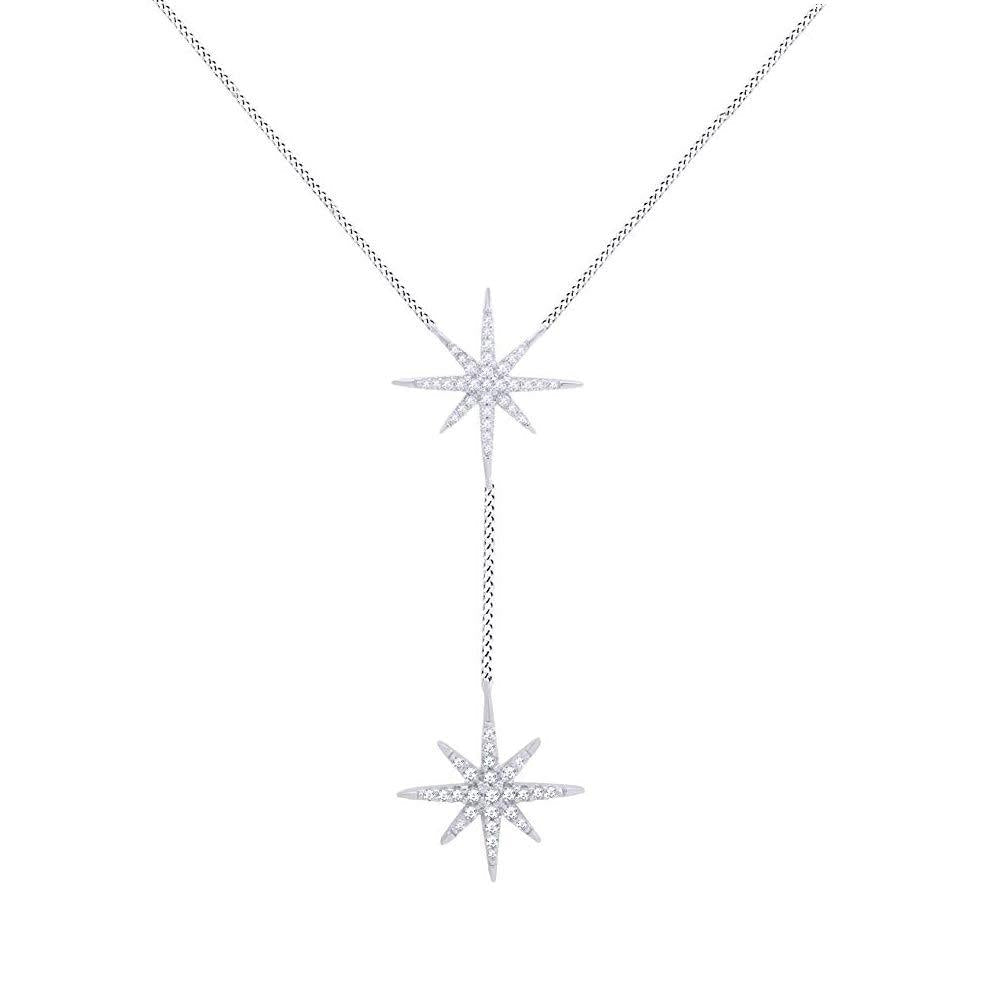 [Australia] - Womens Starburst, Shooting Star, North Star, Galaxy, Pendant Necklace, Universe Necklace, Womens Necklace, Girls Necklace SILVER 