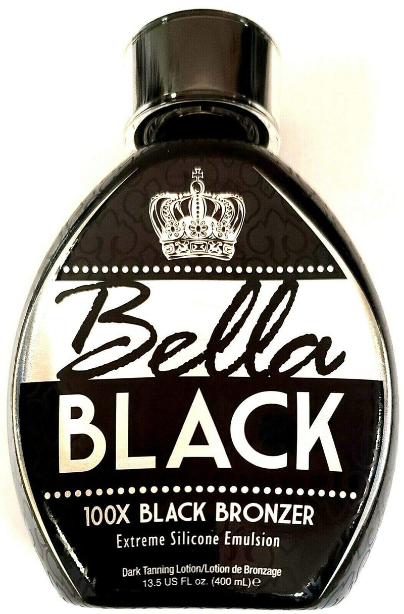 [Australia] - Bella Black 100X Bronzer Tanning Lotion – Premium Tanning Bed Lotion with Extreme Silicone Emulsion and Banana Fruit Extract – Instant Results – Dark Tanning Lotion for Indoor Tanning Beds - 13.5oz 