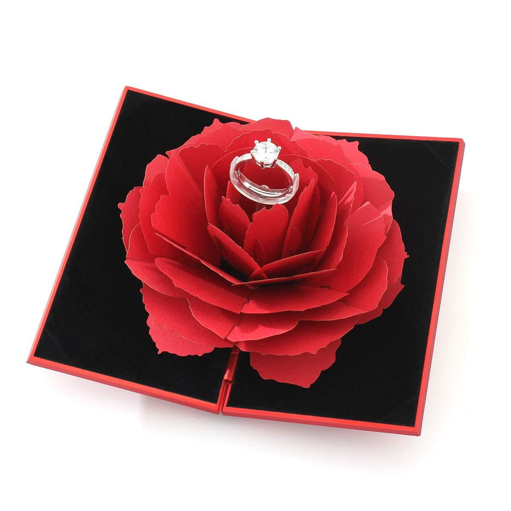 [Australia] - Wislist Creative Ring Box Small Ring case for Proposal Engagement Wedding Ceremony Birthday Gift Jewelry Display Presentation Storage Chest Holder Organizer (Red) Red 