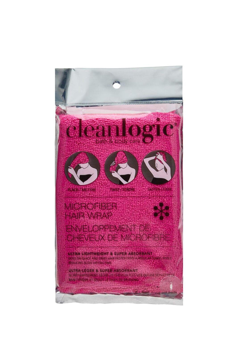 [Australia] - Cleanlogic Microfiber Hair Wrap, Hot Pink (Pack of 6) 