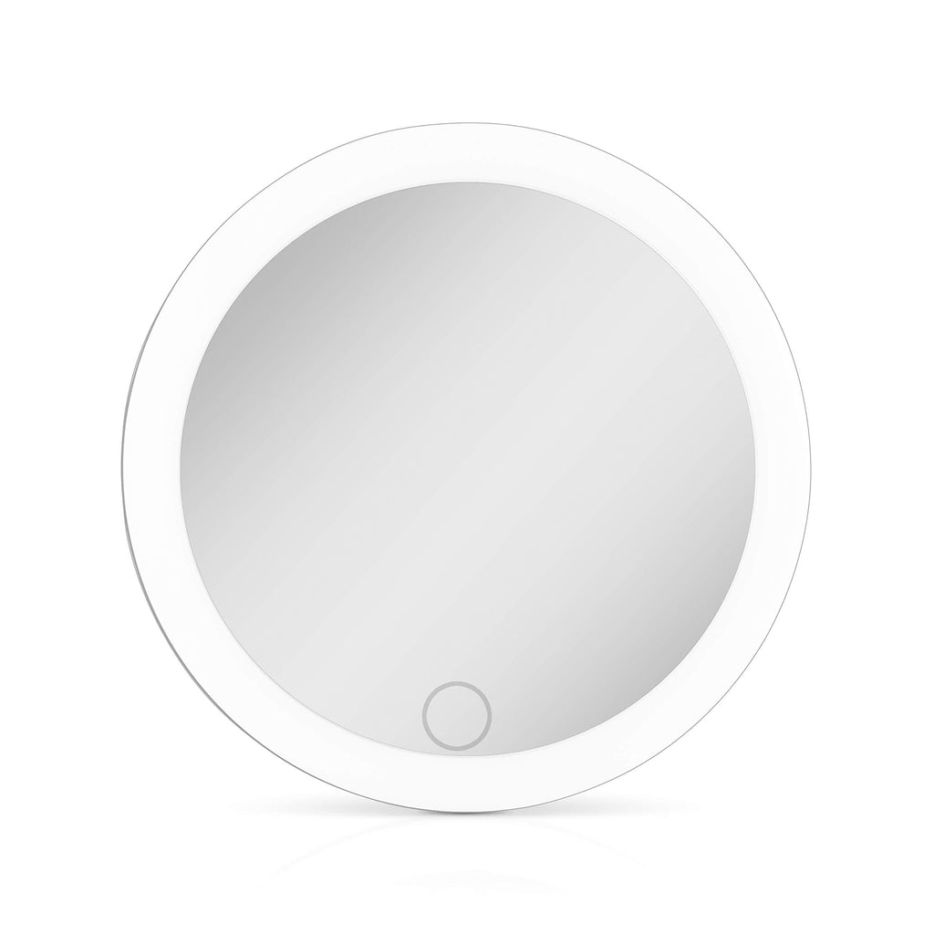 [Australia] - Zadro Compact LED Travel Makeup Mirror Rechargeable with Carrying Pouch, Micro USB Charging Cord, and 1X Magnification (Gray) Grey 
