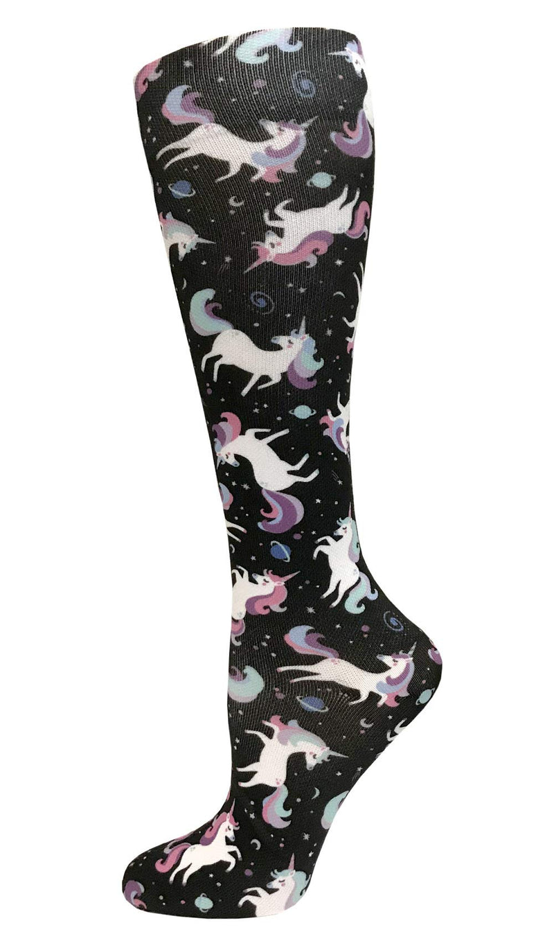 [Australia] - Prestige Medical 12" Soft Comfort 15-20mmHG Compression Socks (Unicorns Black) Unicorns Black 