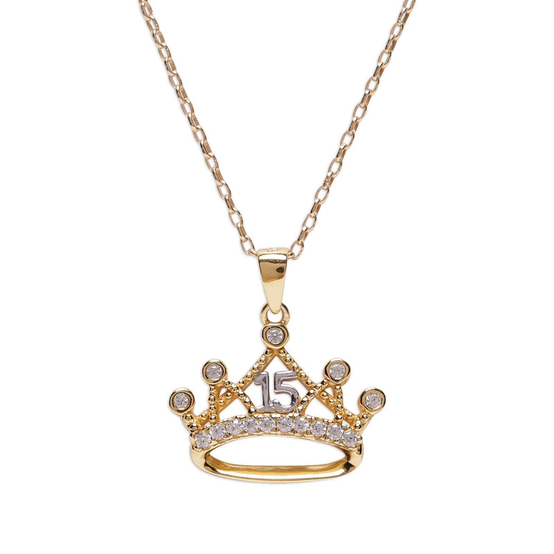 [Australia] - Sterling Silver Necklace for Quinceanera Gift, Girls Sweet 15 Present with 15 Sparkling CZs Tiara 