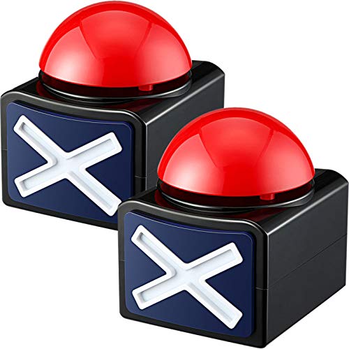 [Australia] - 2 Packs Game Answer Buzzers Alarm Buttons with Sound and Light Red Game Buzzers Funny Quiz Contest Answer Button Game Show Party Props for Adults Teens Boys Girls 