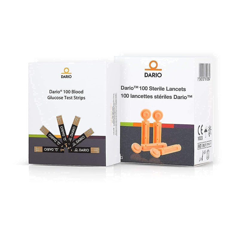 [Australia] - Dario Test Strips and Lancets Bundle Set (100 of Each) for Your Dario Blood Sugar Level Smart Monitoring Kit for Diabetes Care Bundle & Save On Supplies 